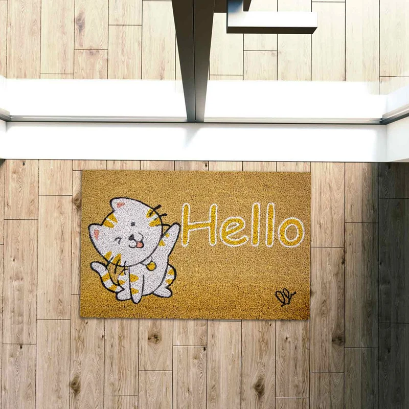 Doormat Olivo Cocco Joy - Gatto, coconut, 40 x 60 cm