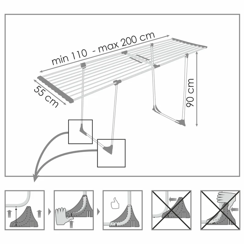 Dryer for clothes York, horizontal, up to 20 m, 110 х 55 х 10 cm
