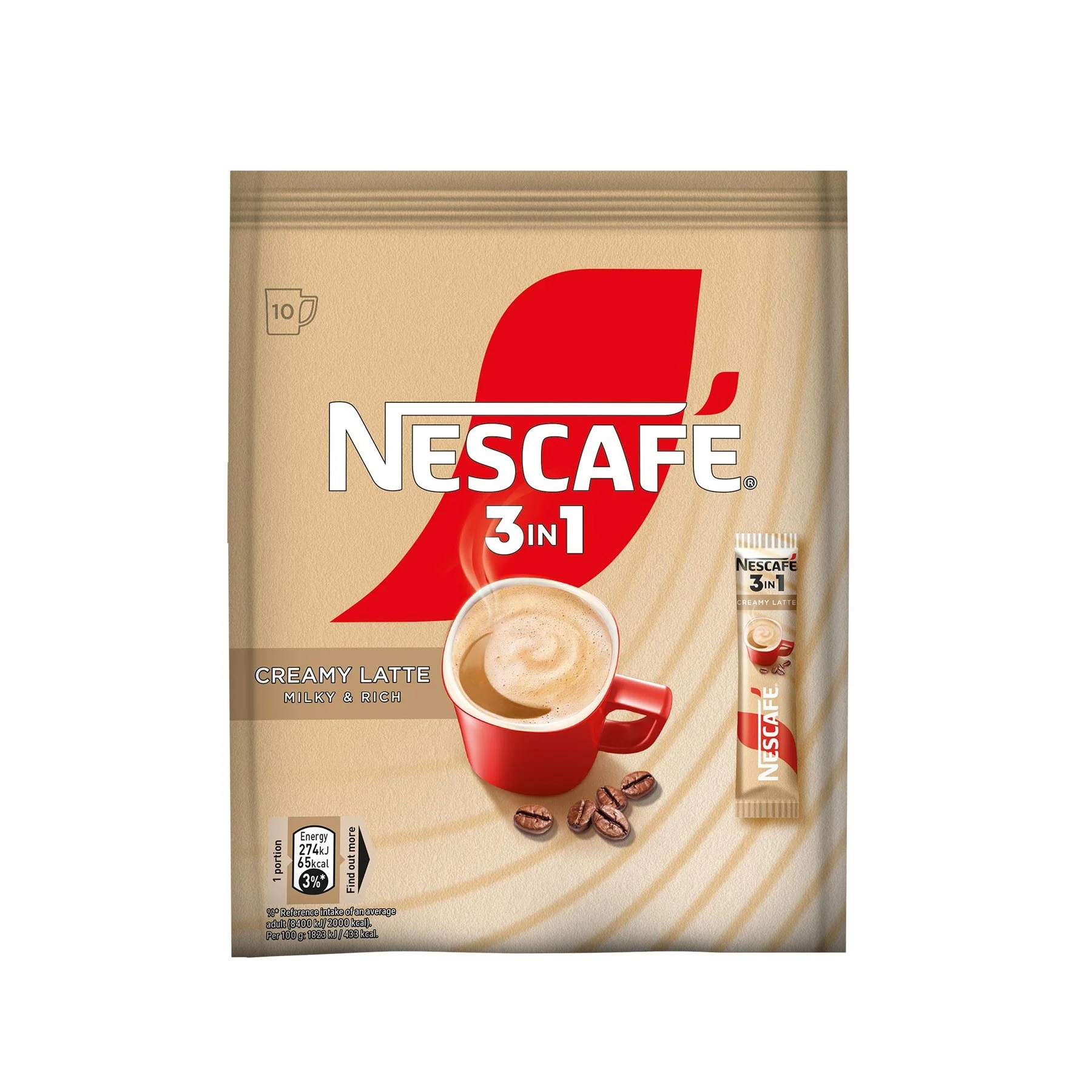 Nescafe Instant Coffee Creamy Latte, 3in1, 15 g sachet, 10 pcs
