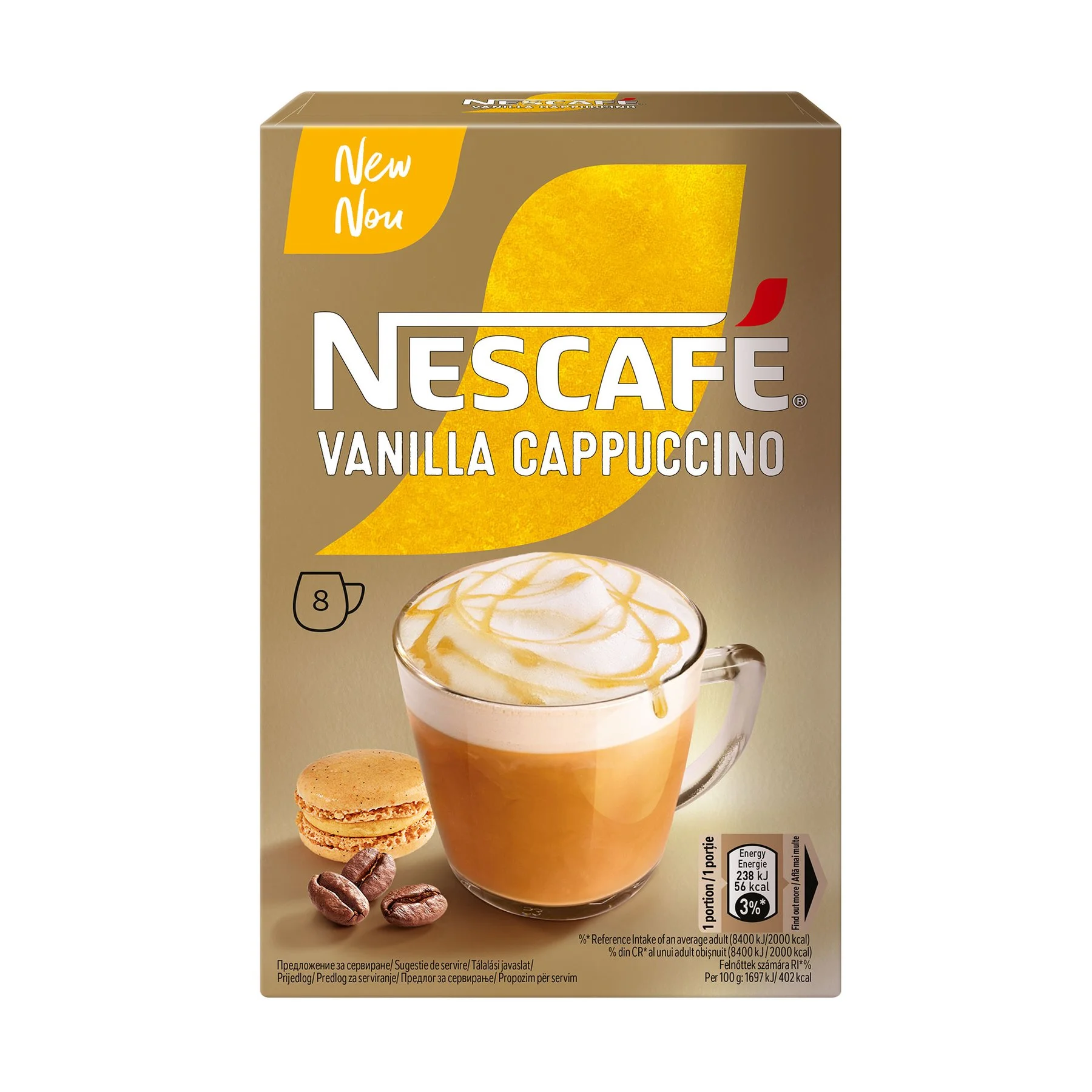 Nescafe Instant coffee Cappuccino Vanilla, 13.5 g, 8 pcs