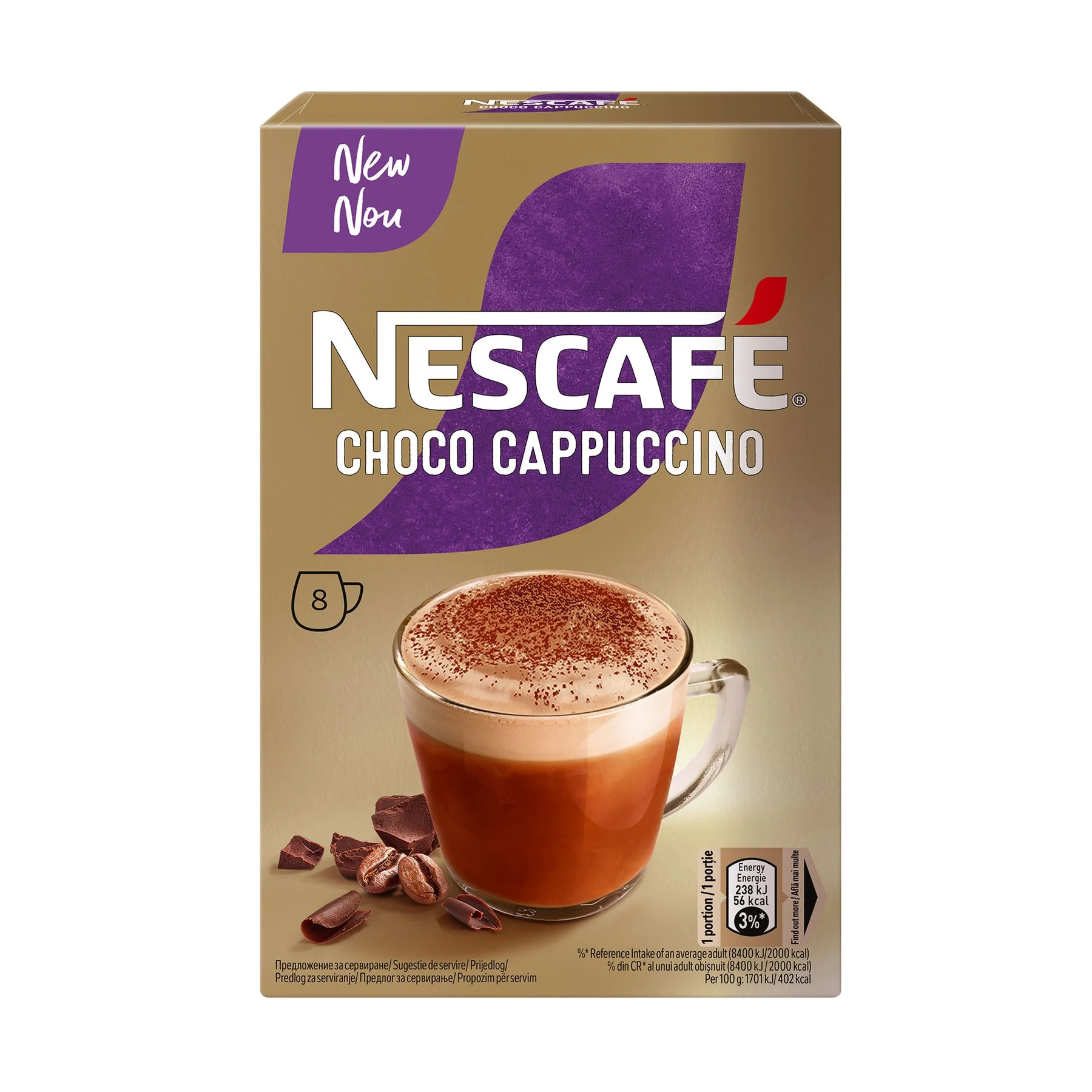 Nescafe Instant coffee Cappuccino Choco, 13.5 g, 8 pcs