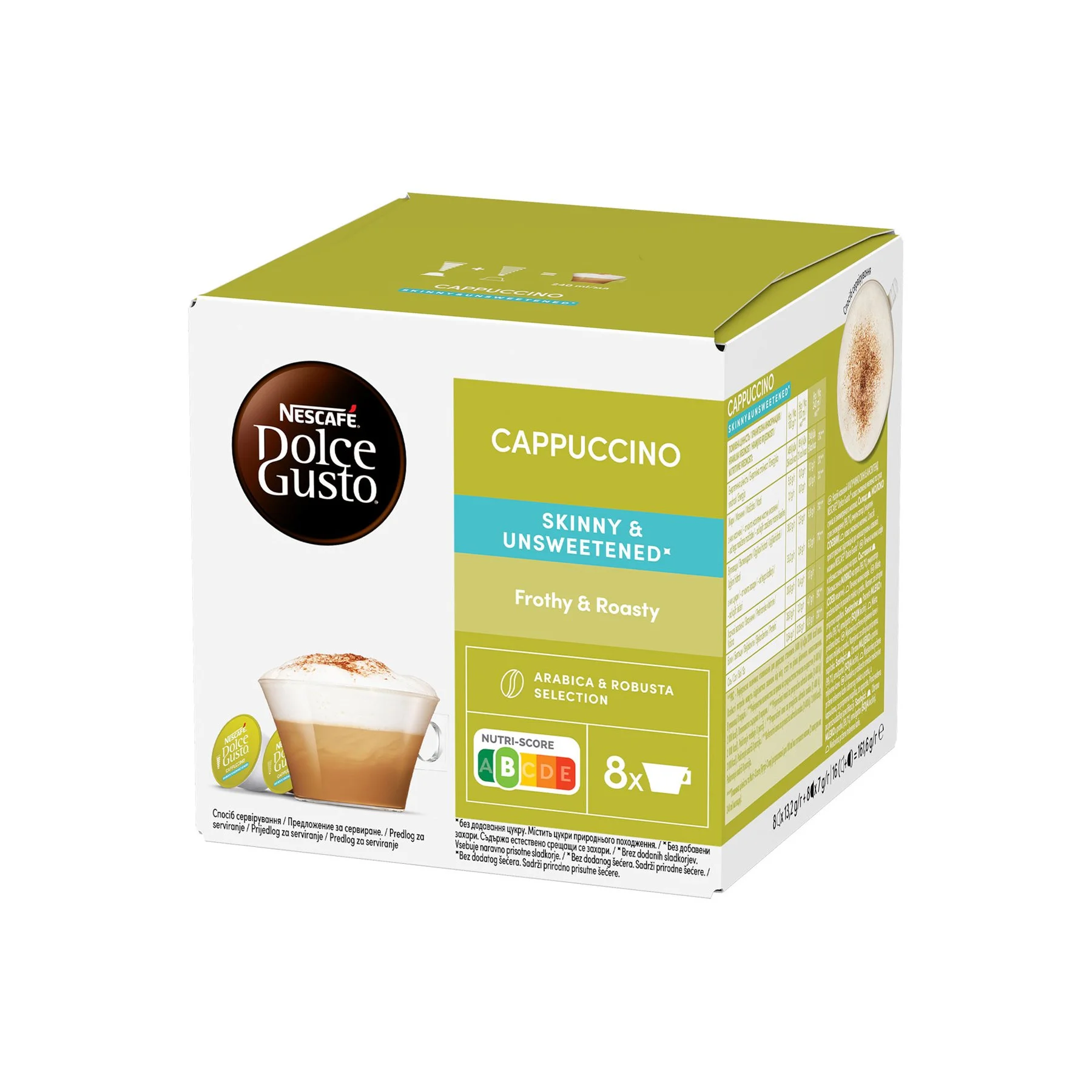 Nescafe Dolce Gusto Coffee Capsules Cappuccino Skinny Unsweetened, 16 Pieces