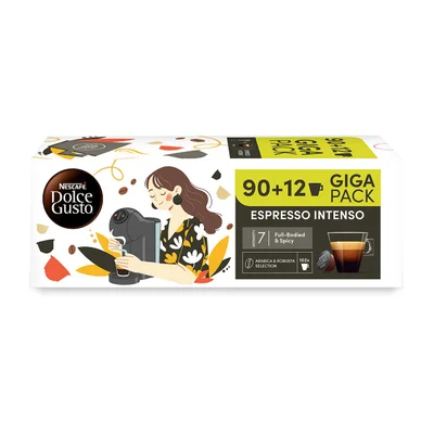 Nescafe Dolce Gusto Coffee Capsules Espresso Intenso, Giga Pack, 102 Pieces