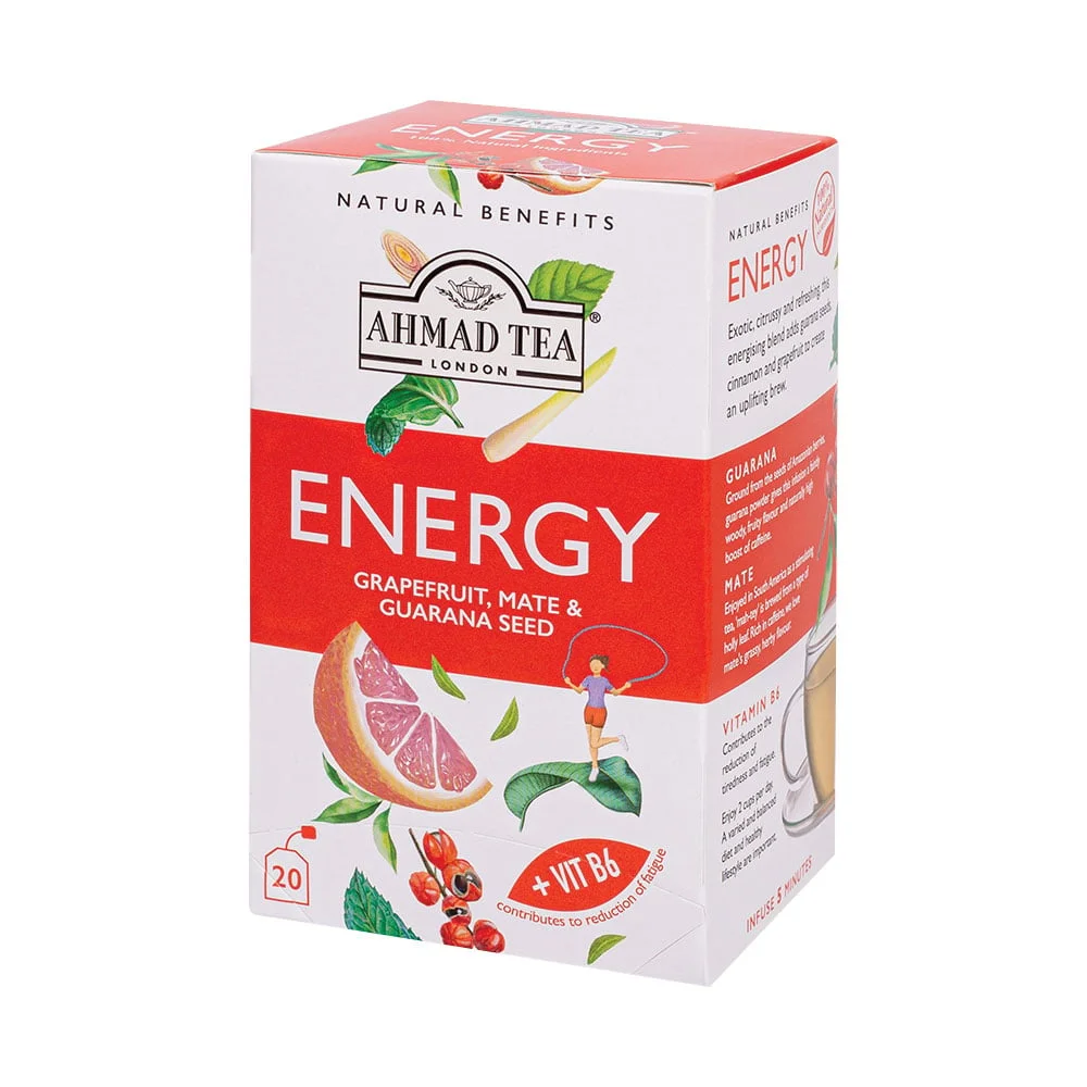 Ahmad Tea Natural Benefits “Energy”, herbal, tea bags, 20