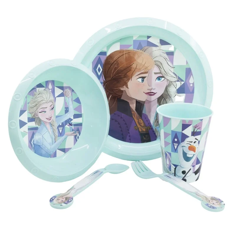 Stor Frozen set, cup, bowl, plate and cutlery