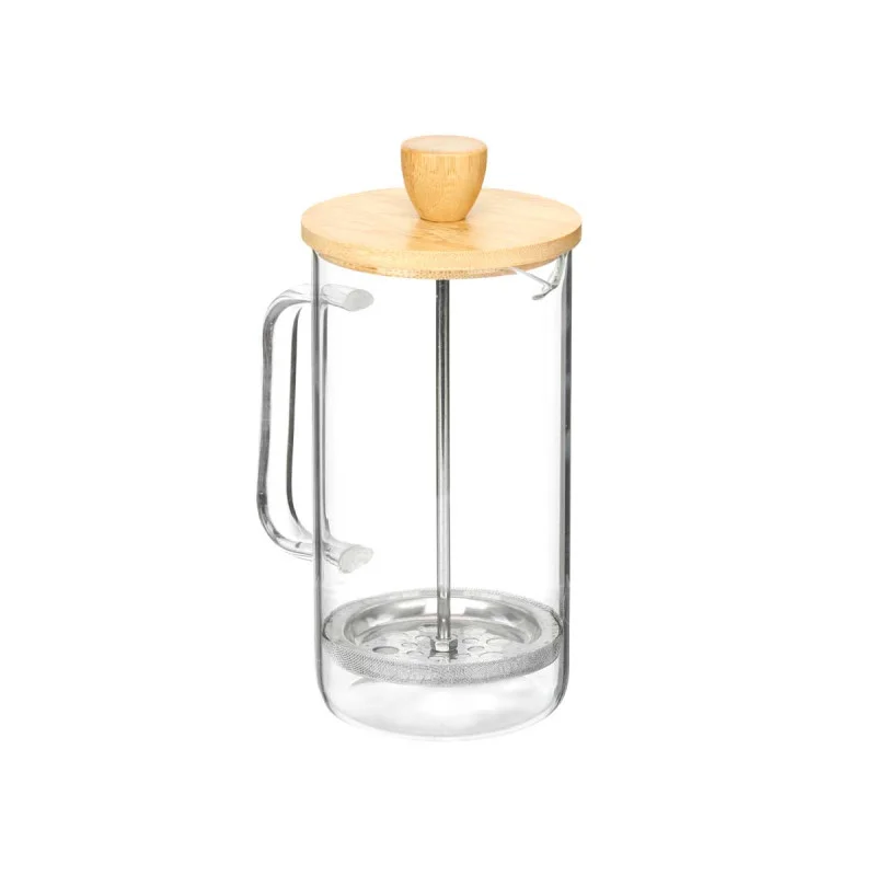 Кана с преса Vivalto, боросиликатно стъкло, с бамбуков капак, 600 ml