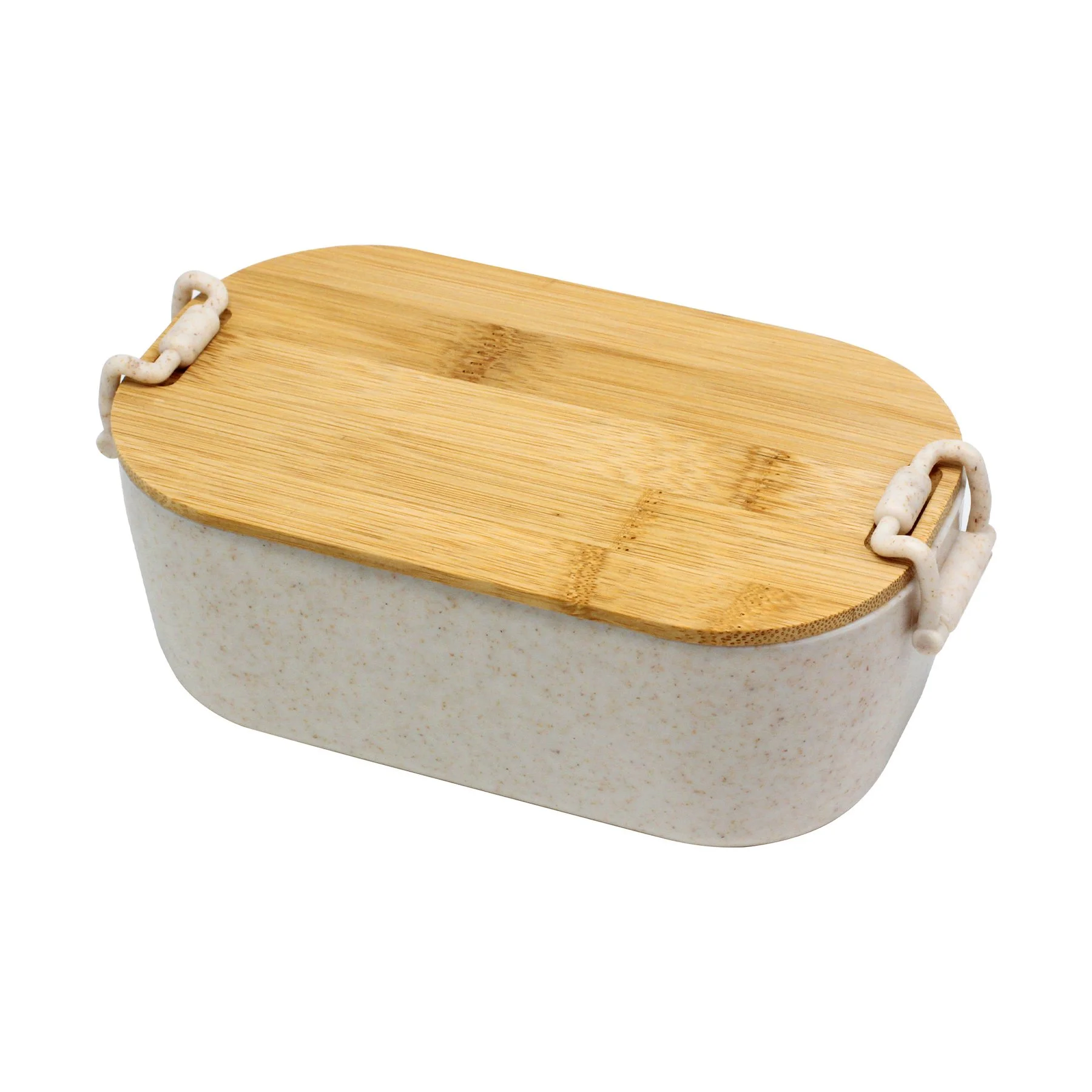 Lunch box Wheat Fiber, with bamboo lid, 1 L, beige