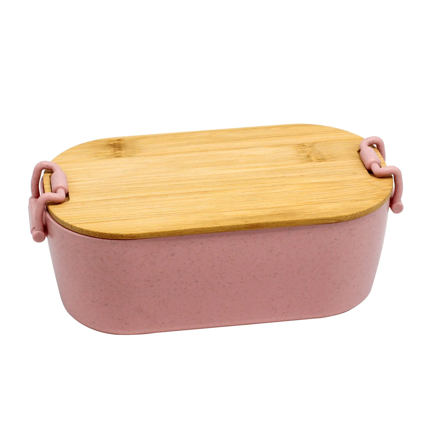 Food Container Wheat Fiber, with bamboo lid, 1 L, pink