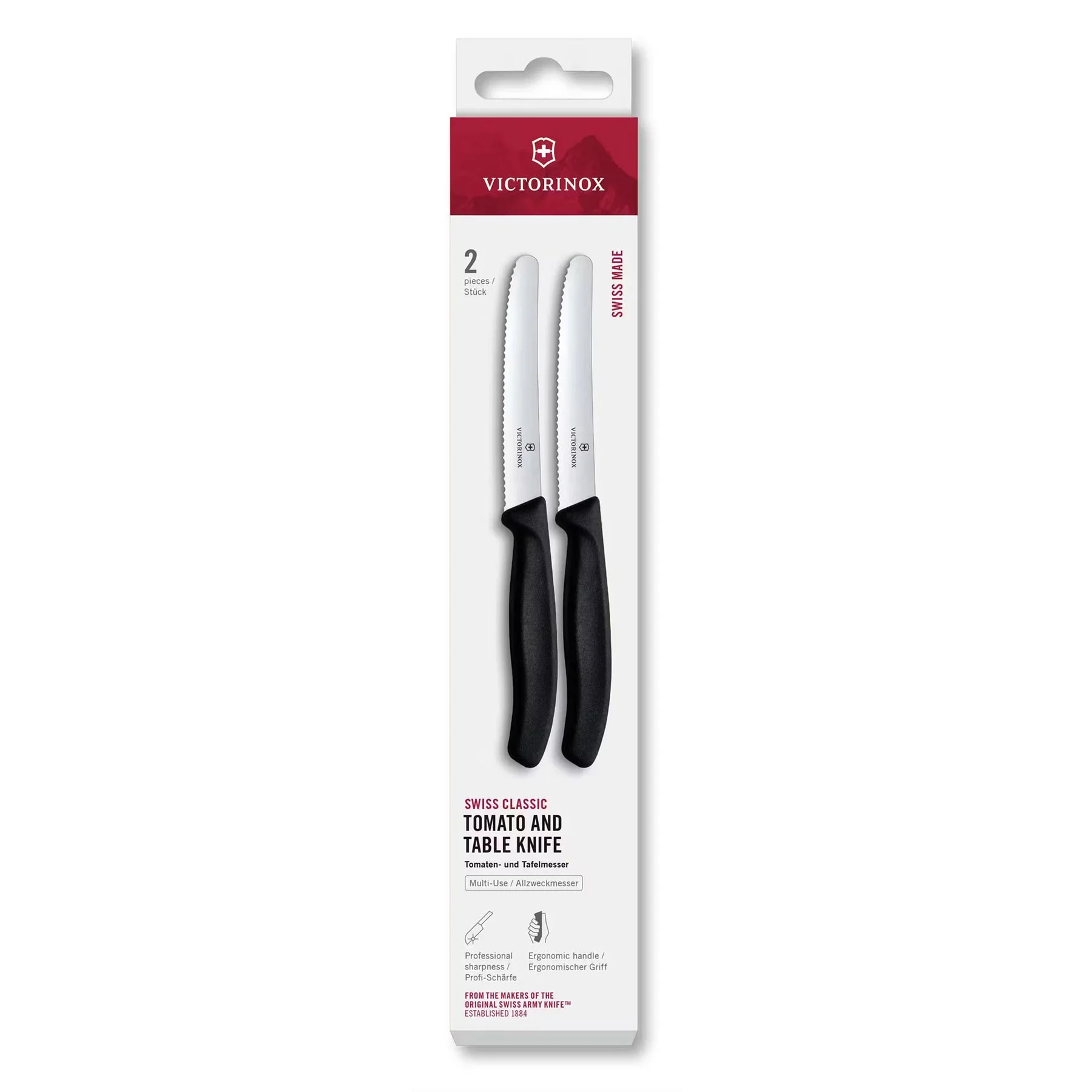Victorinox Kitchen Knife Set, tomato, 11 cm, 2 pcs, black