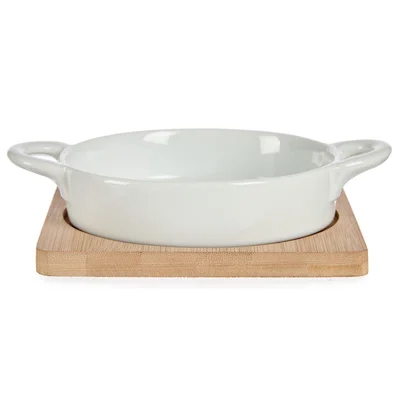 Bowl Vessia, round, with bamboo base, 12.5 cm