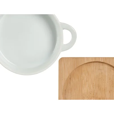 Bowl Vessia, round, with bamboo base, 12.5 cm