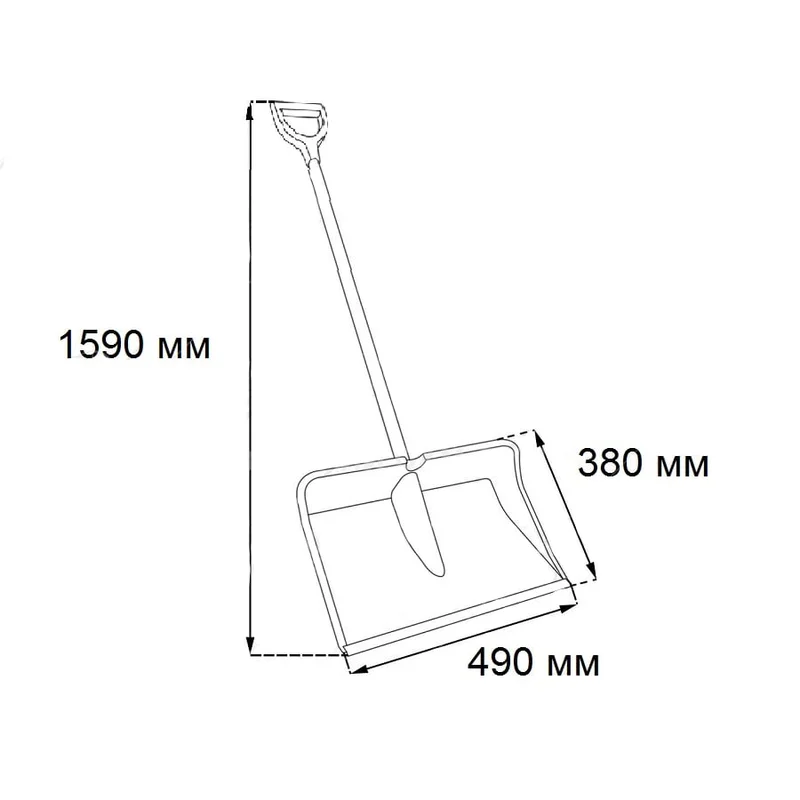 The snow shovel, with an aluminum blade and handle, 49 cm