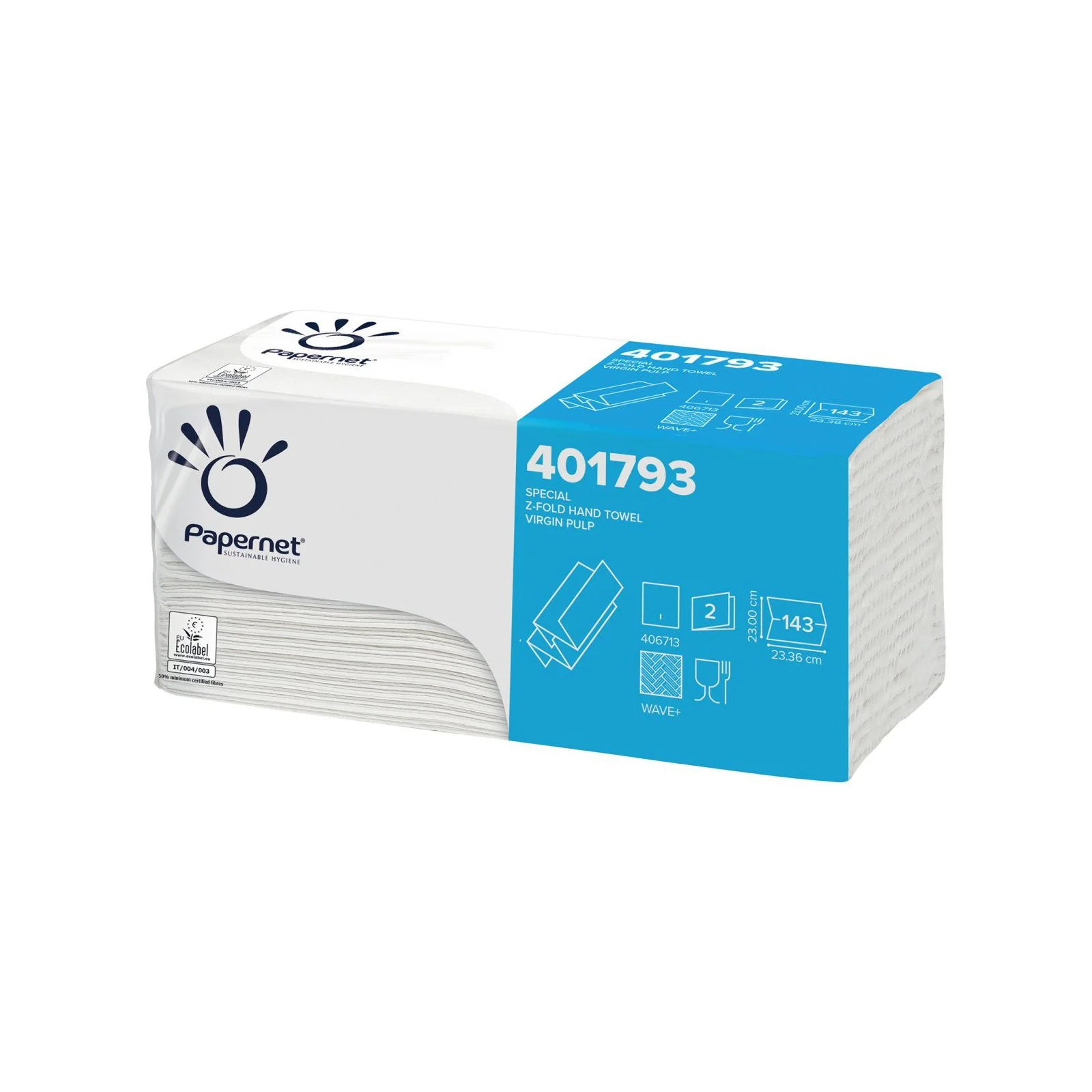 Towels for hands Papernet Special, Z-fold, double-layered, 23 x 23 cm, 143 short