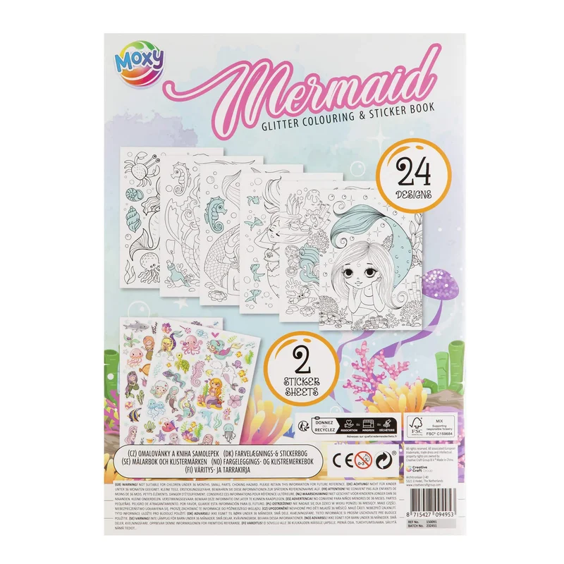 Moxy Coloring book with stickers, 24 designs, assorted