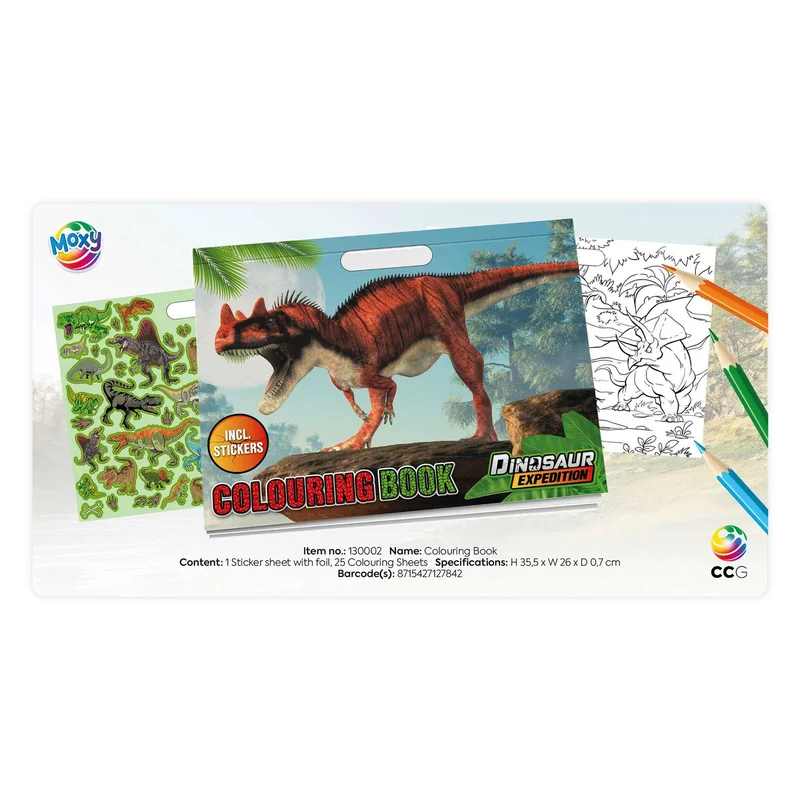 Moxy Colouring book Dinosaurs, with stickers, 26 x 35.5 cm