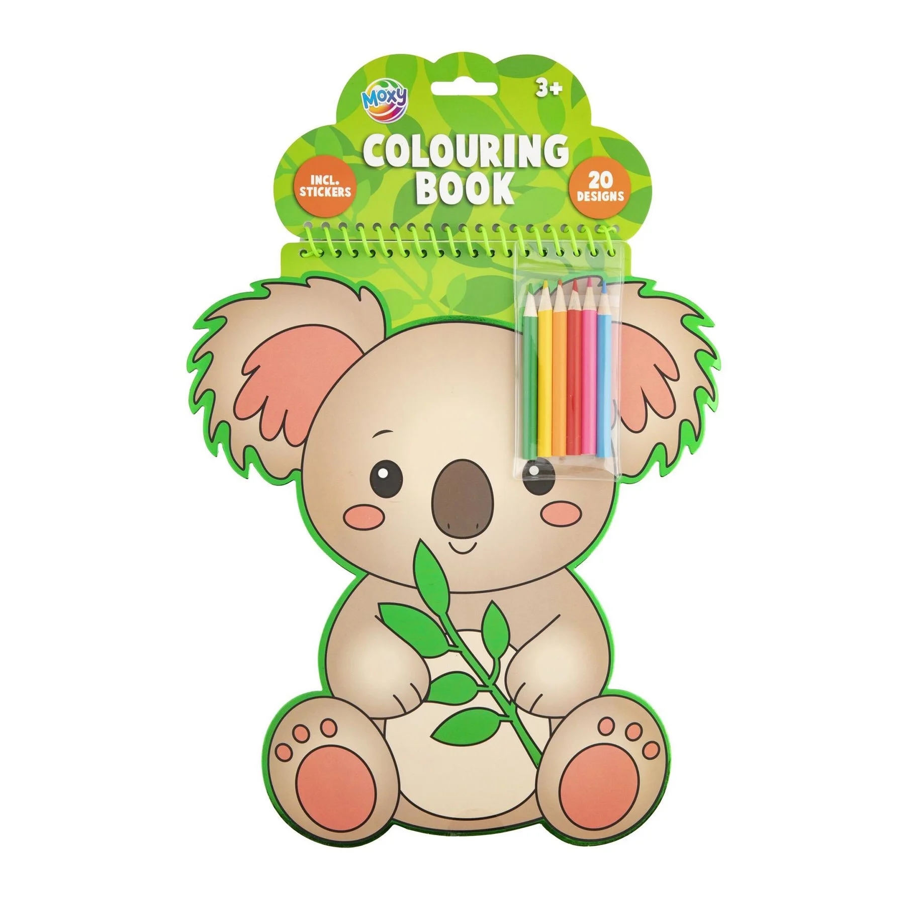 Moxy Coloring book, koala-shaped, with 6 pencils