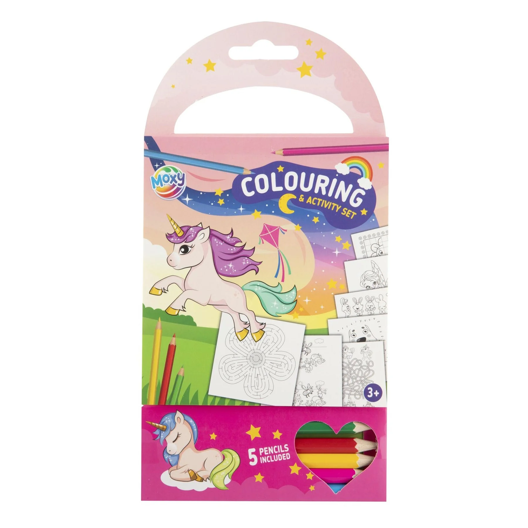 Moxy Coloring and activity book, with 5 pencils, for girls