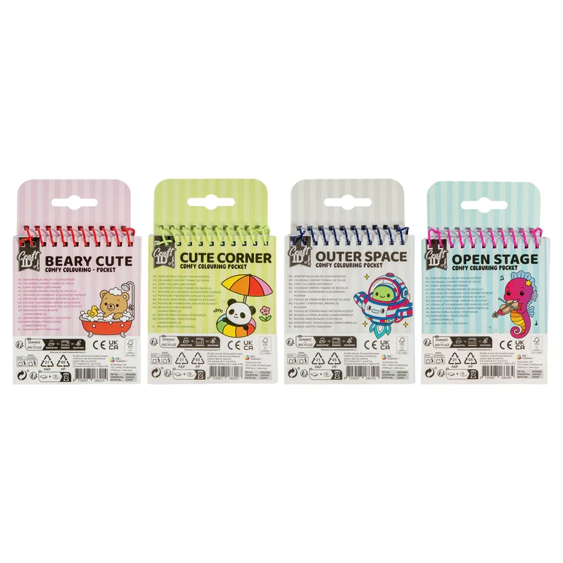 Craft ID Книжка за оцветяване Comfy Coloring, мини, асорти, 48 броя
