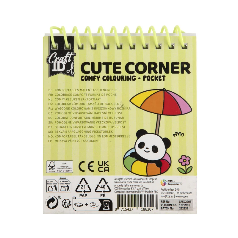 Craft ID Книжка за оцветяване Comfy Coloring – Cute Corner, мини
