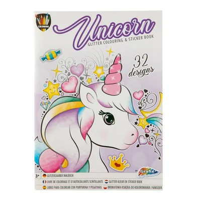 Moxy Coloring book Unicorn, with stickers, 32 designs
