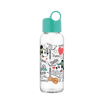 Disney Travel Bottle, with 2 glass cups, green