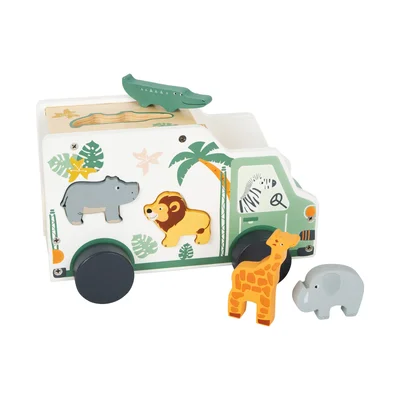 Small Foot Safari car, animal fitting toy, wooden, 23 x 13 x 14 cm