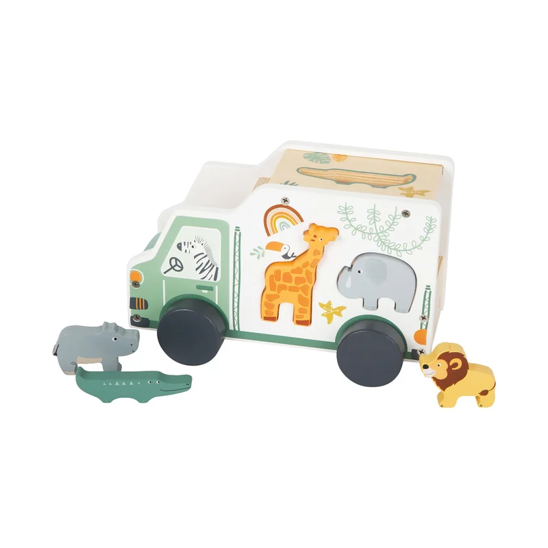 Small Foot Safari car, animal fitting toy, wooden, 23 x 13 x 14 cm