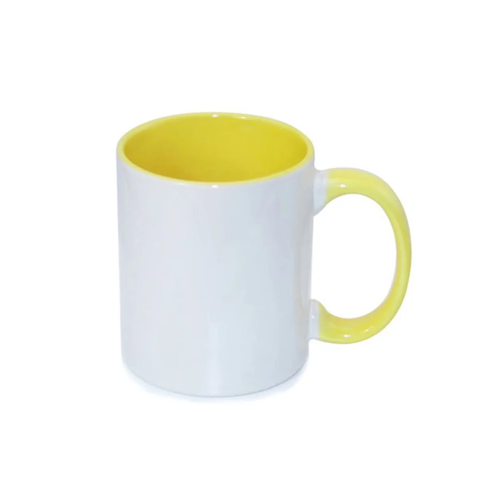 BESTSUB Mug with Coloured Inside and Handle, 330 ml, yellow, customizable