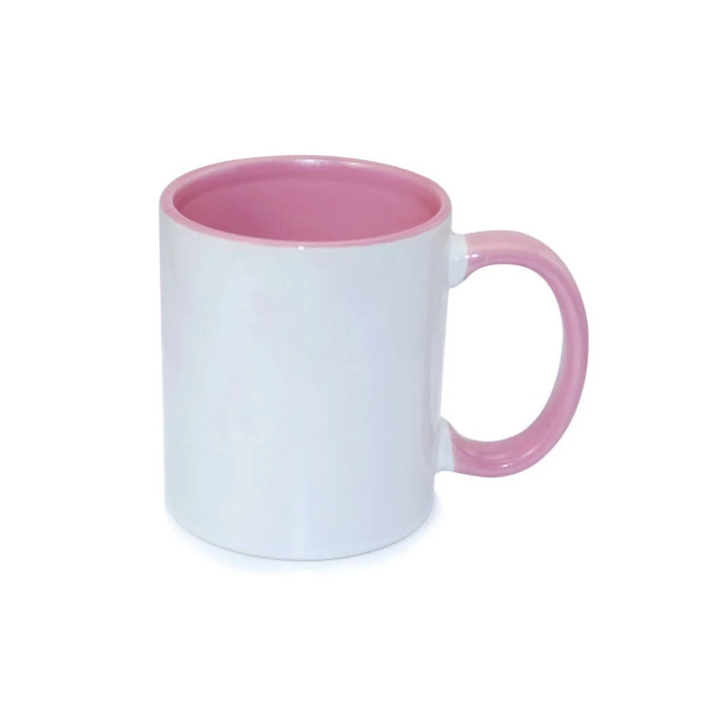 BESTSUB Mug with colored inside and handle, 330 ml, pink, customizable