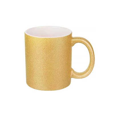 BESTSUB Glitter mug, gold, 330 ml, customizable