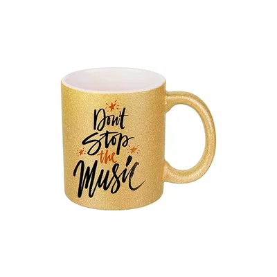 BESTSUB Glitter mug, gold, 330 ml, customizable