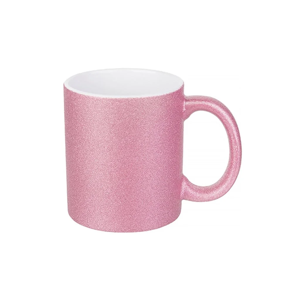 BESTSUB Mug, glitter, pink, 330 ml, customizable