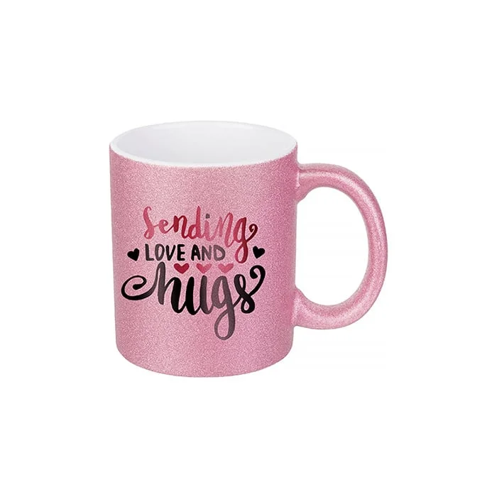 BESTSUB Mug, glitter, pink, 330 ml, customizable