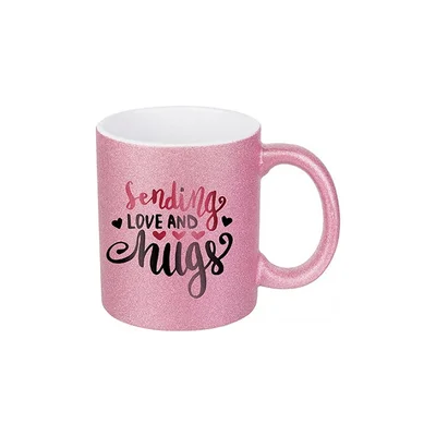 BESTSUB Mug, glitter, pink, 330 ml, customizable