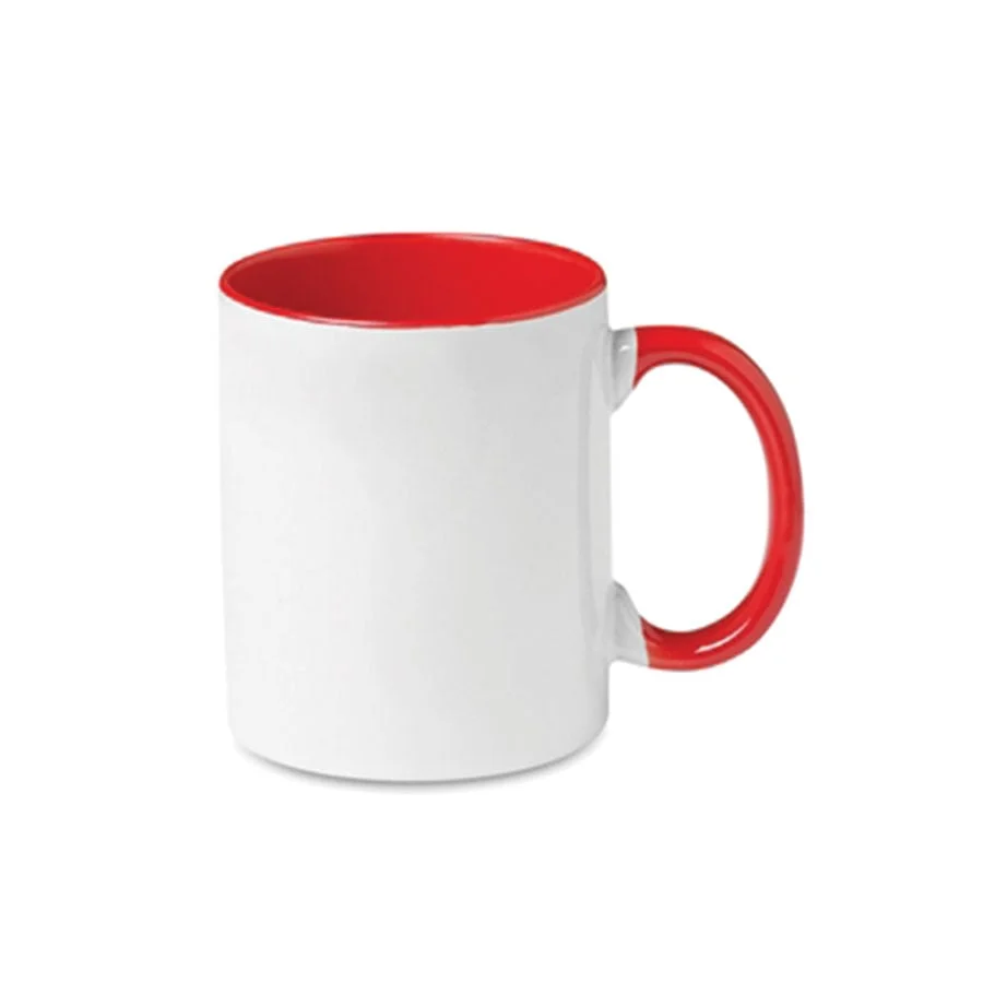 BESTSUB Mug with coloured inside and handle, 330 ml, red, customizable