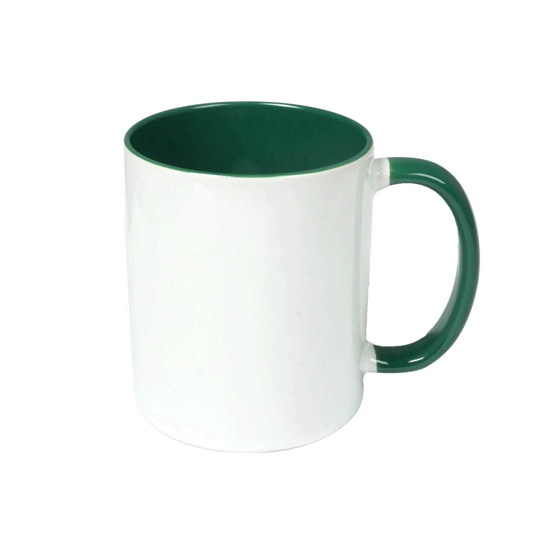BESTSUB Mug with colored interior and handle, 330 ml, green, customizable