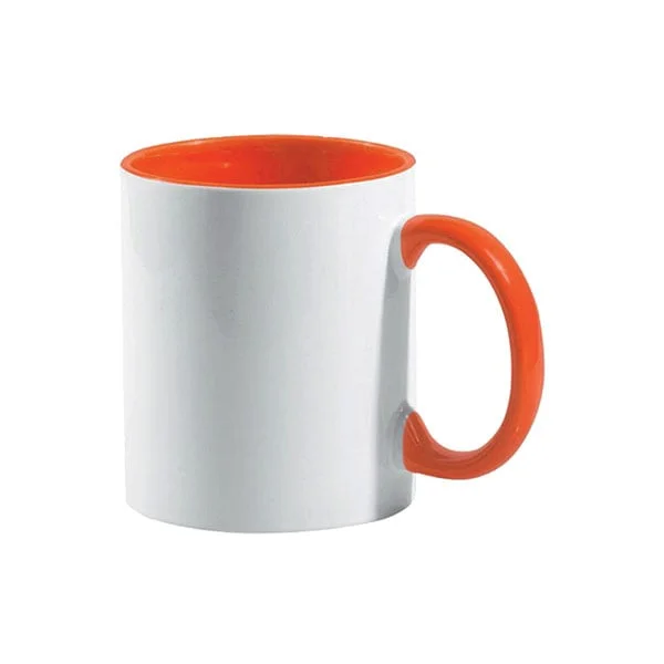 BESTSUB Mug with colored interior and handle, 330 ml, orange, customizable