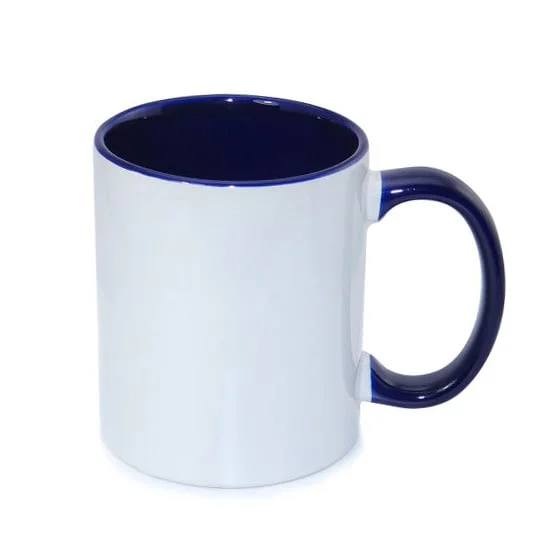 BESTSUB Mug with colored inside and handle, 330 ml, blue, customizable
