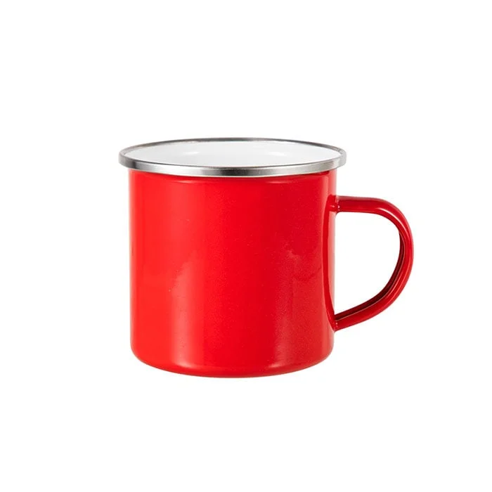 BESTSUB Mug with handle, enamel, red, 360 ml, customizable