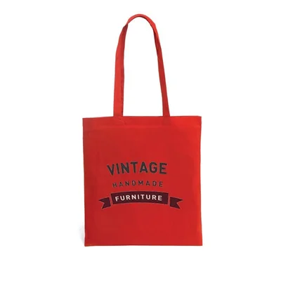 Cotton bag, 100%, long handles, 370/410 mm, red