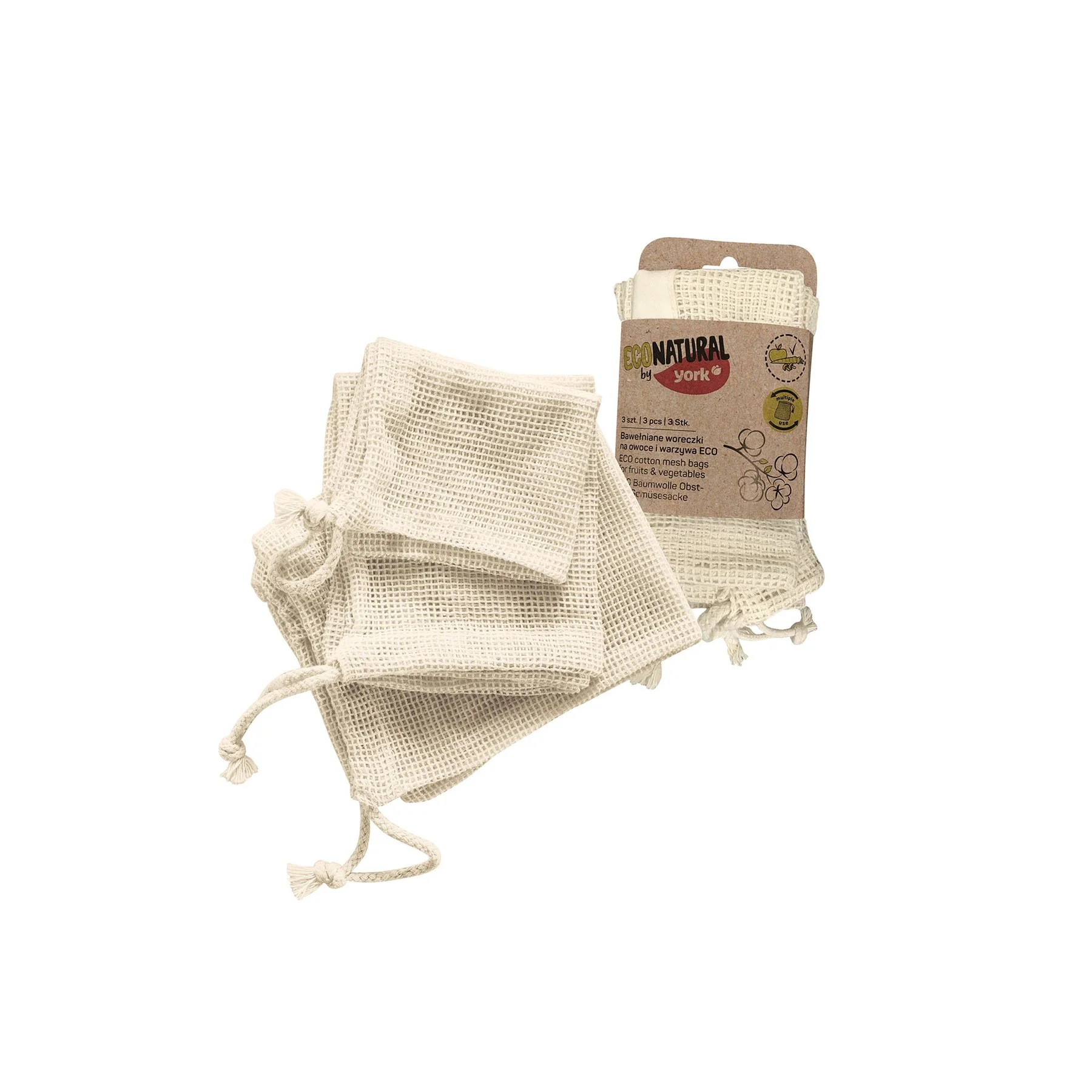 York Bag for Fruits and Vegetables Eco Natural, 3 pieces