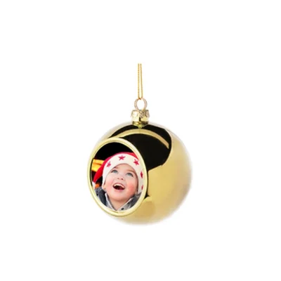 BESTSUB Christmas bauble, plastic, diameter 8 cm, gold, customizable