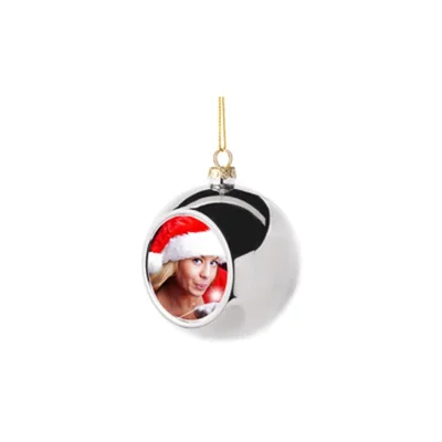 BESTSUB Christmas ball, plastic, diameter 8 cm, silver, customizable