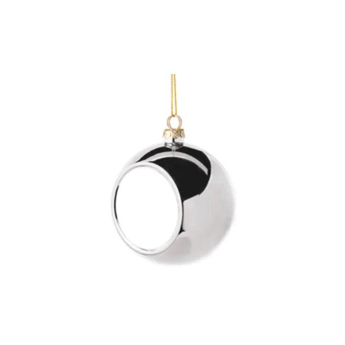 BESTSUB Christmas ball, plastic, diameter 8 cm, silver, customizable