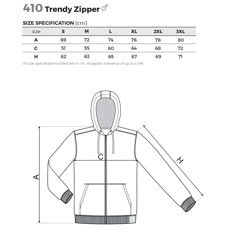 Malfini Men’s Sweatshirt Zipper 410, fleece, size XL, black