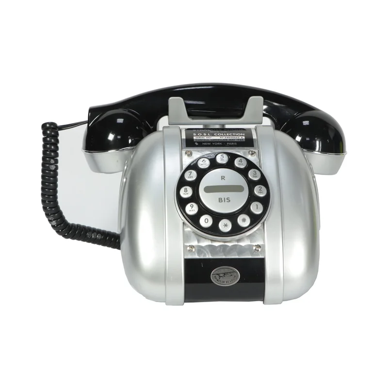 Sosl Retro Telephone 541383, black-silver