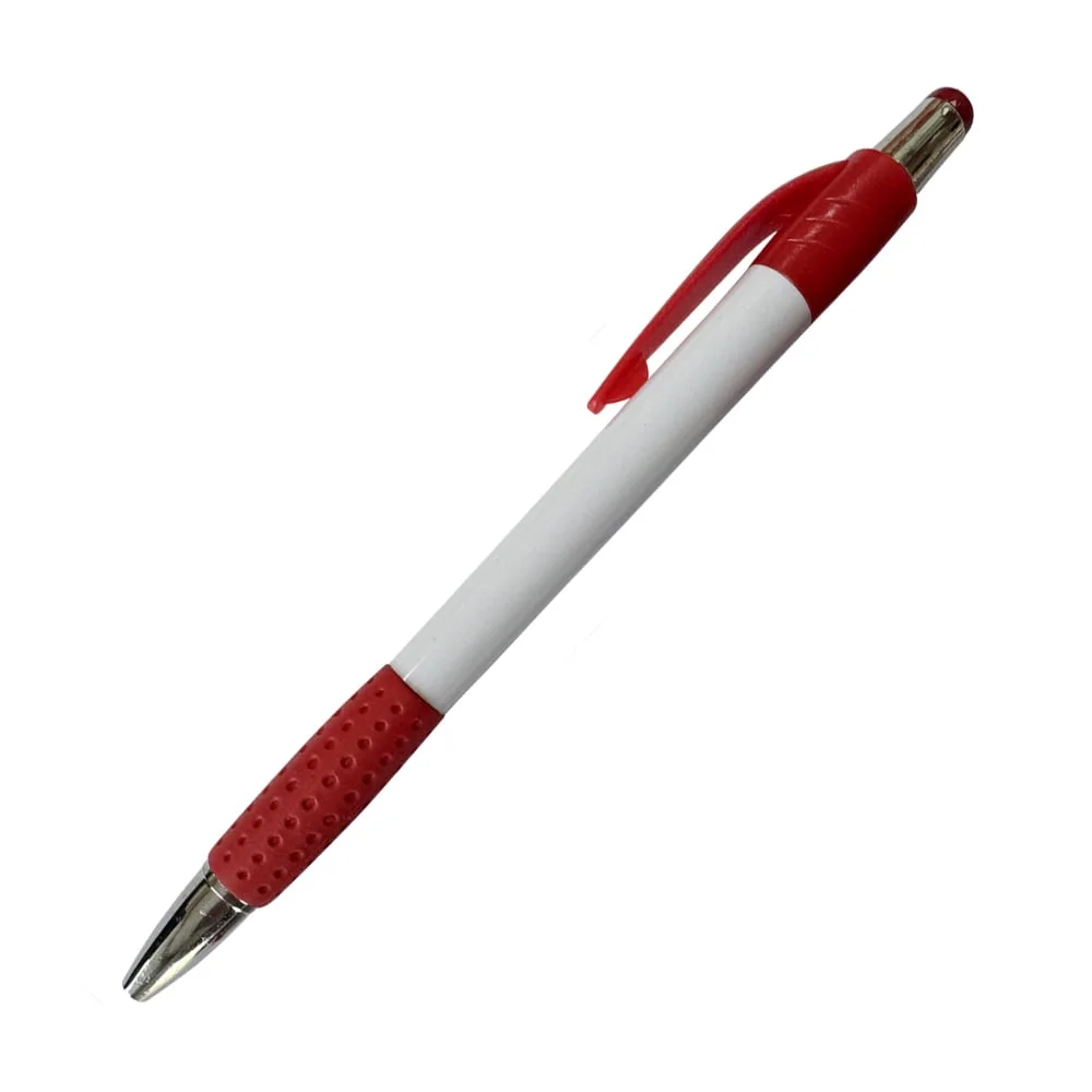 Office 1 Ballpoint Pen, plastic, white with red, 50 pcs