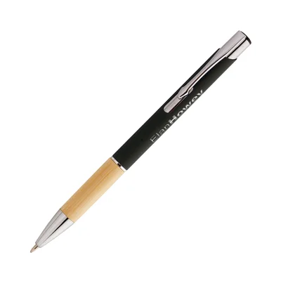 Ballpoint pen Virgo, metal & bamboo, black