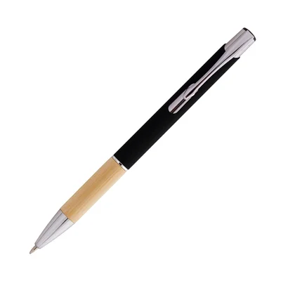 Ballpoint pen Virgo, metal & bamboo, black