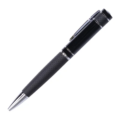Knit Pen, metal and leather, black